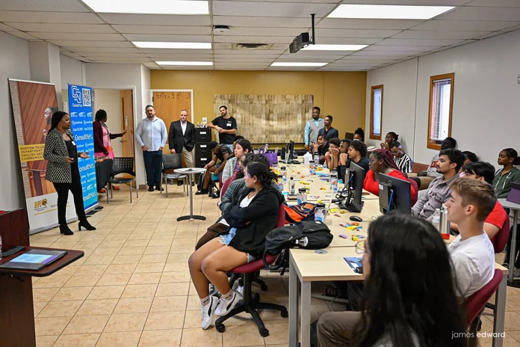 Tech Allies mentors with students at Huston-Tillotson University